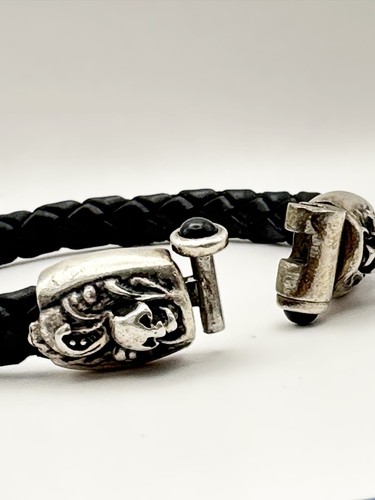 Leder armband 925 silber - 925,